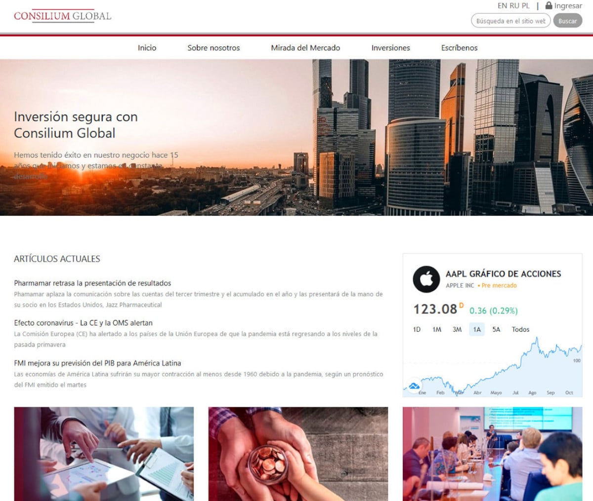 Página web de Consilium Global