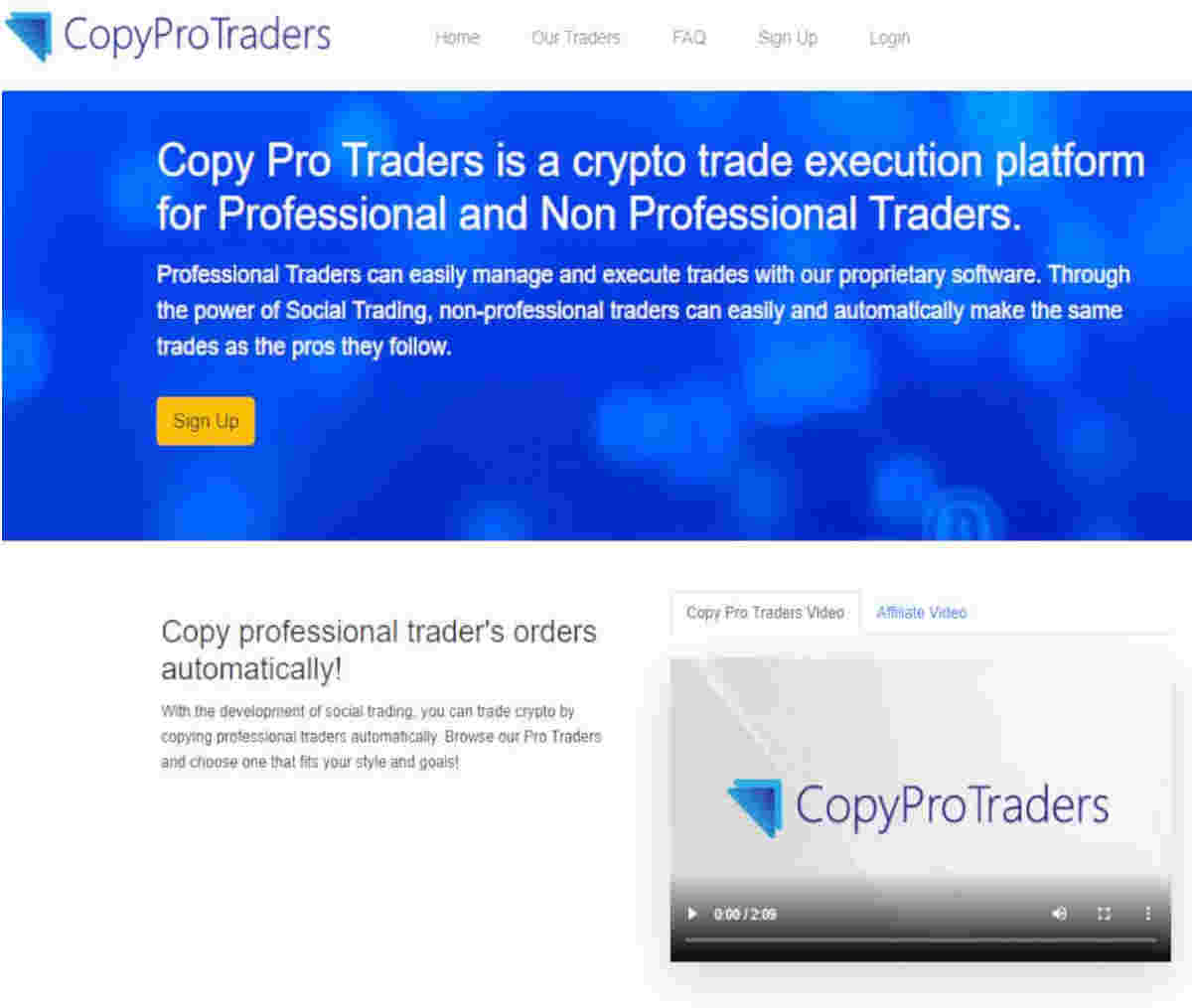 Página web de Copy Pro Traders
