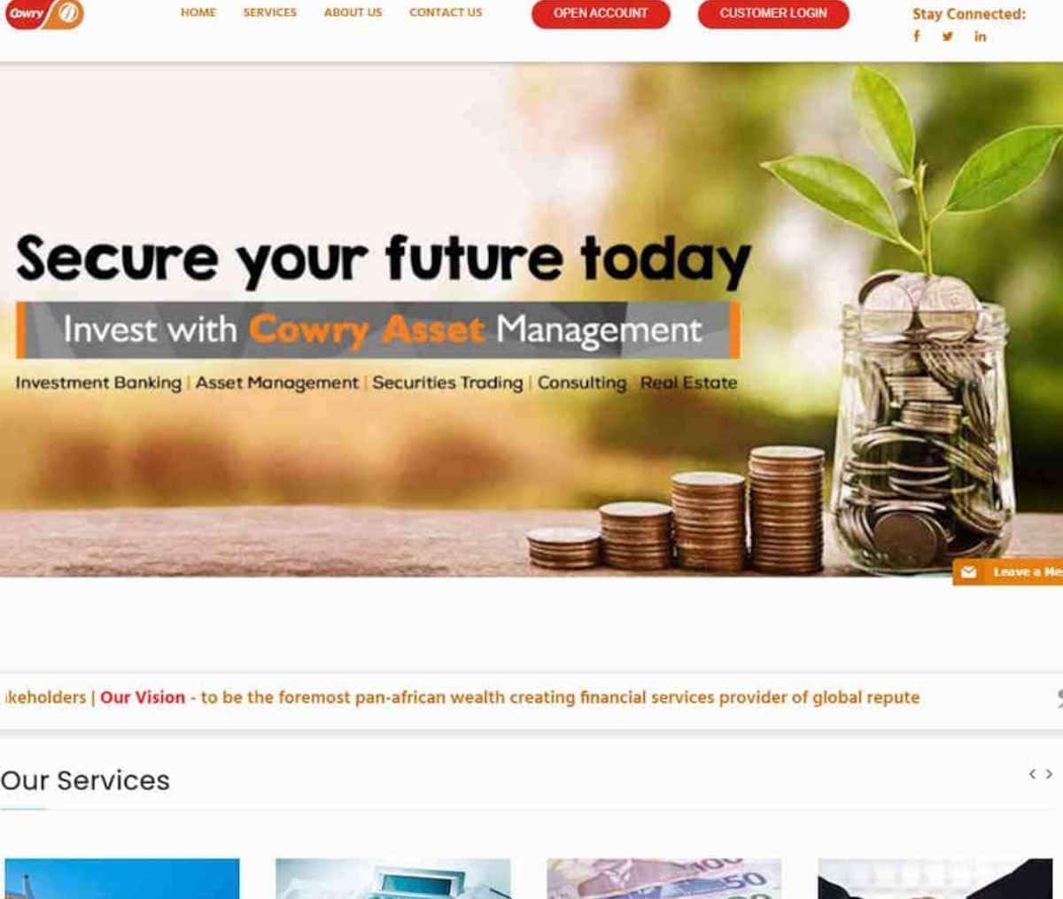 Página web de Cowry Asset