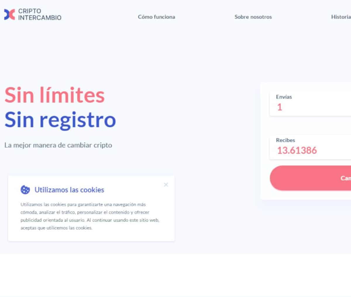 Página web de Cripto InterCambio