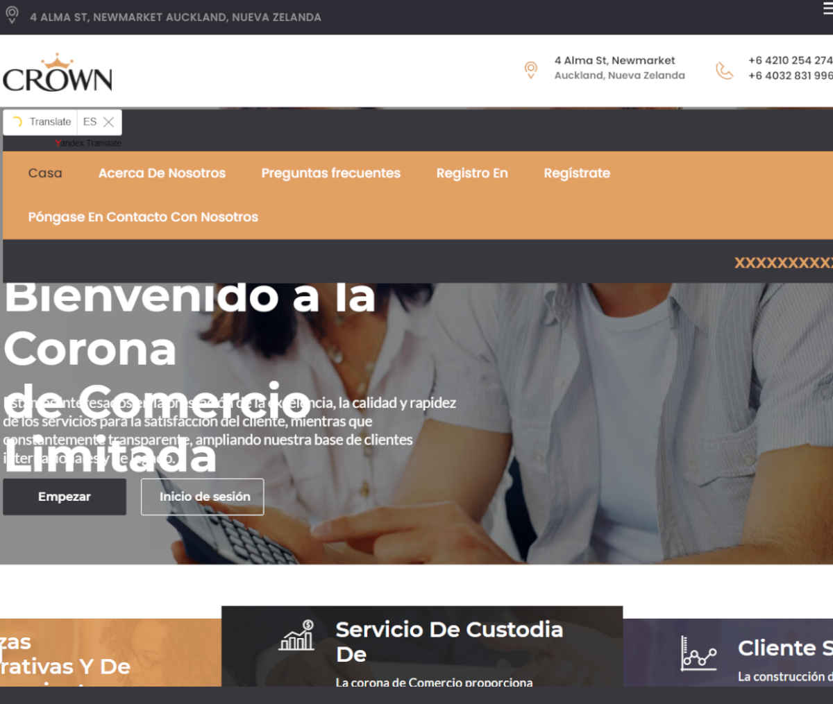 Página web de Crown Trade