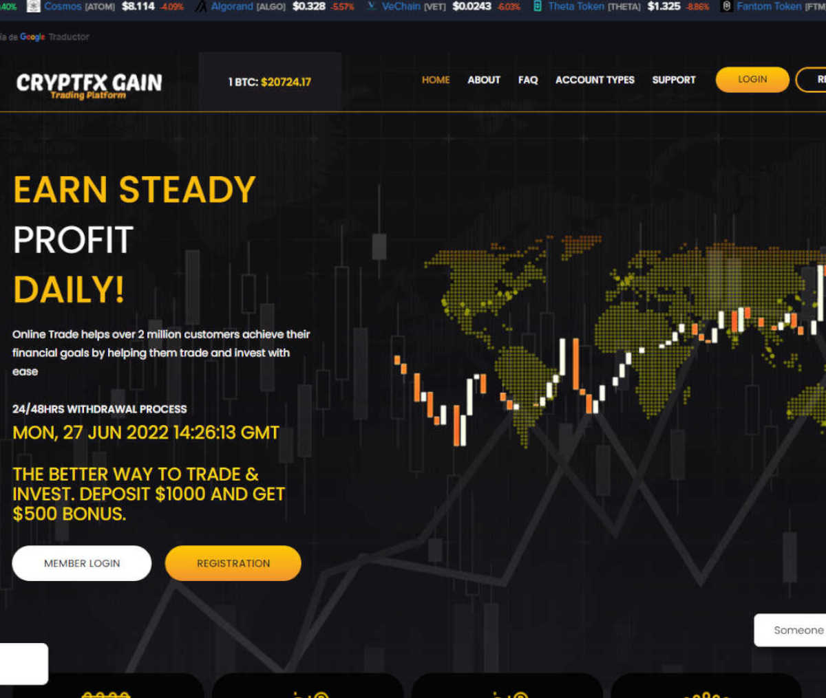 Página web de CryptFx Gain