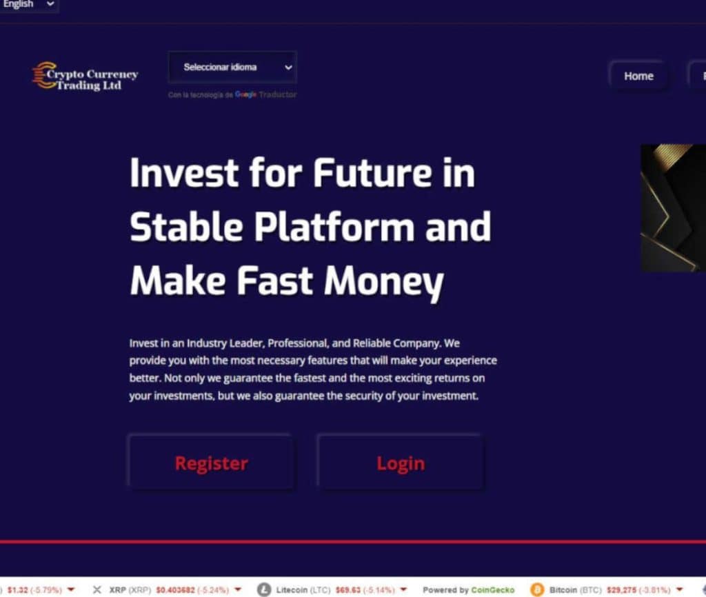 Sitio web Crypto Currency Trading Limited