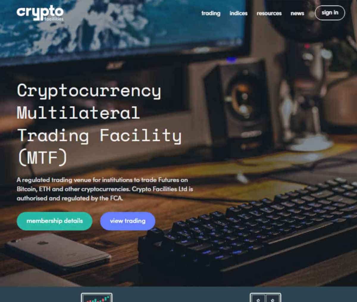 Página web de Crypto Facilities