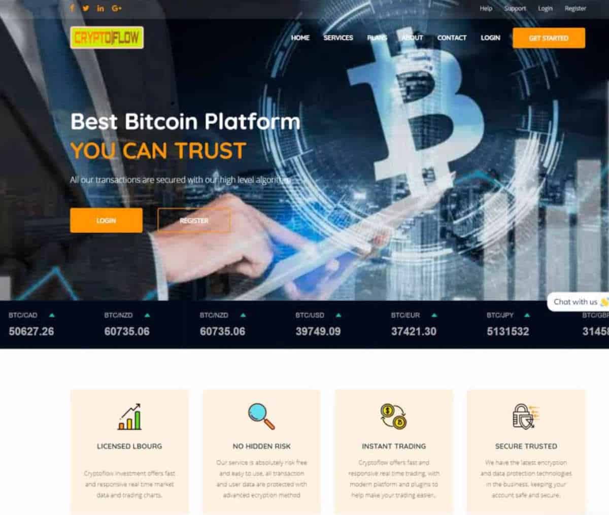 Página web de Crypto Flow Investment