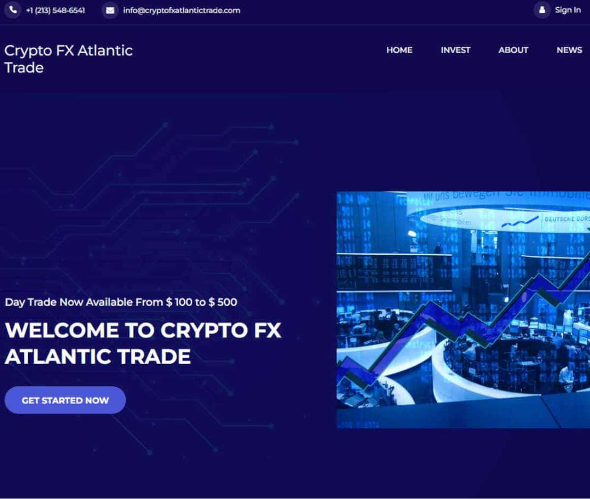 Página web de Crypto FX Atlantic Trade