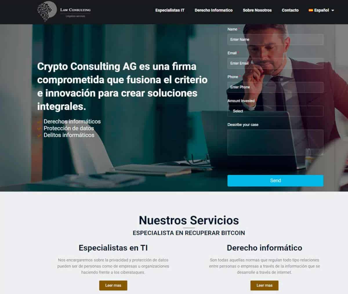 Página web de Crypto Law Consulting