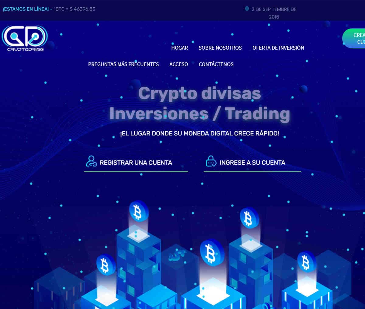 Página web de Crypto Prime