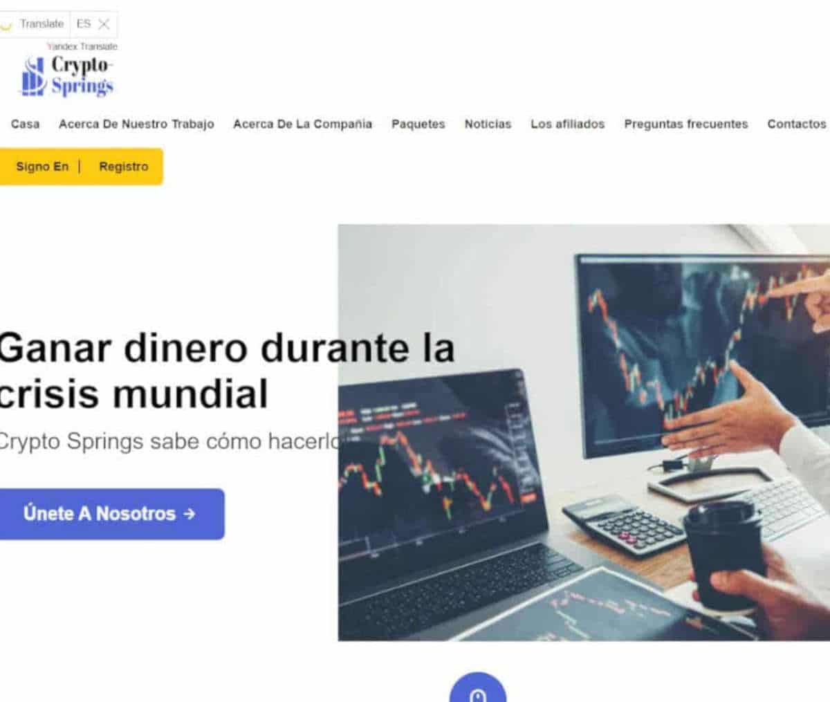 Página web de Crypto Springs