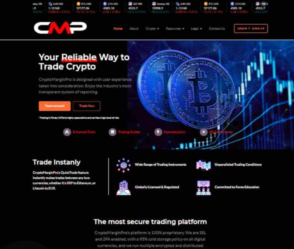 Página web de CryptoMarginPro