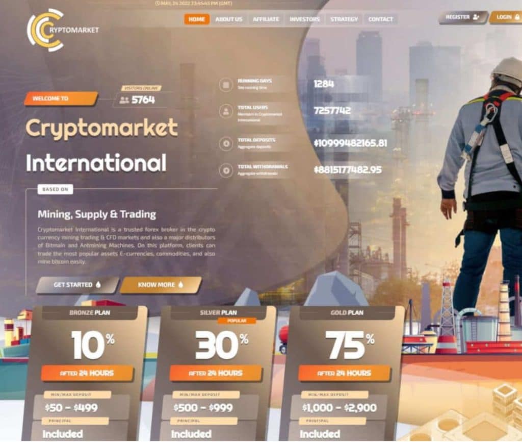 Sitio web de Cryptomarket International