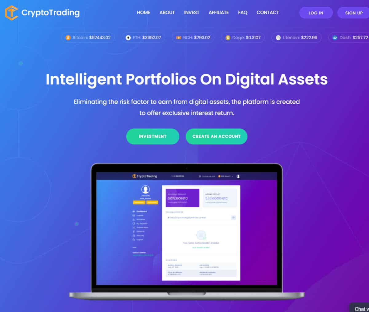 Página web de Crypto Trading