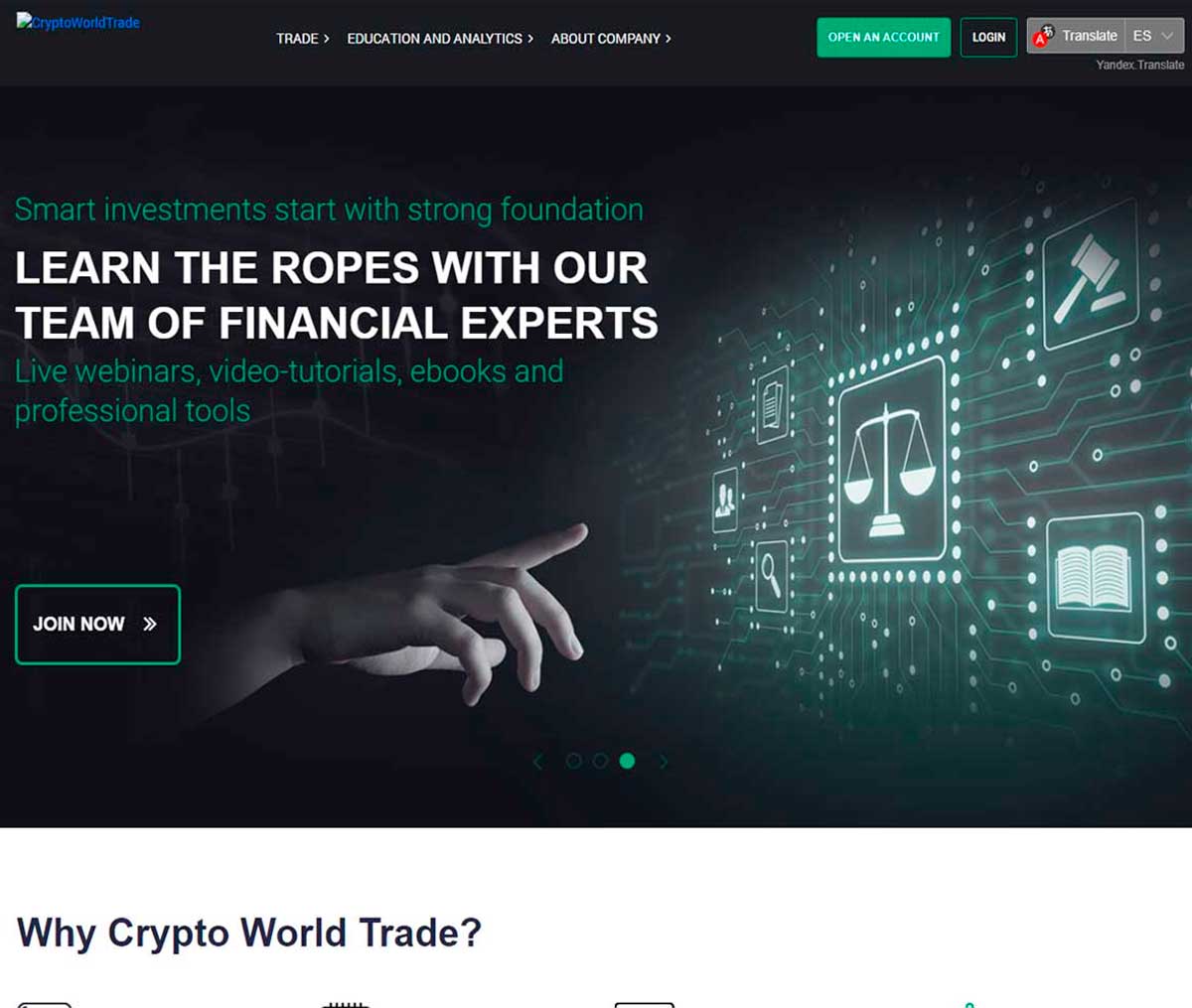 Página web de CryptoWorldTrade