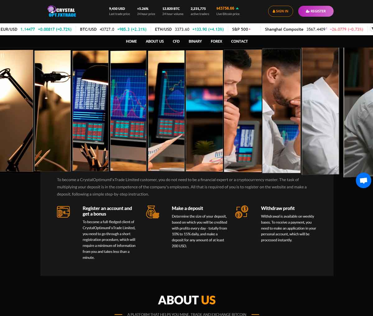 Página web de CRYSTALOPTIMUMFXTRADE