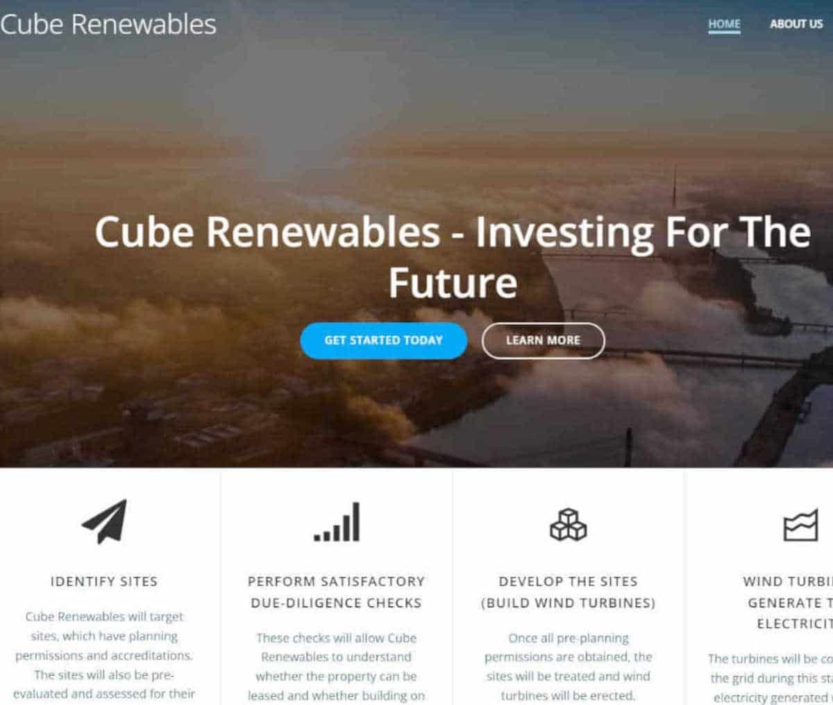 Página web de Cube Renewables