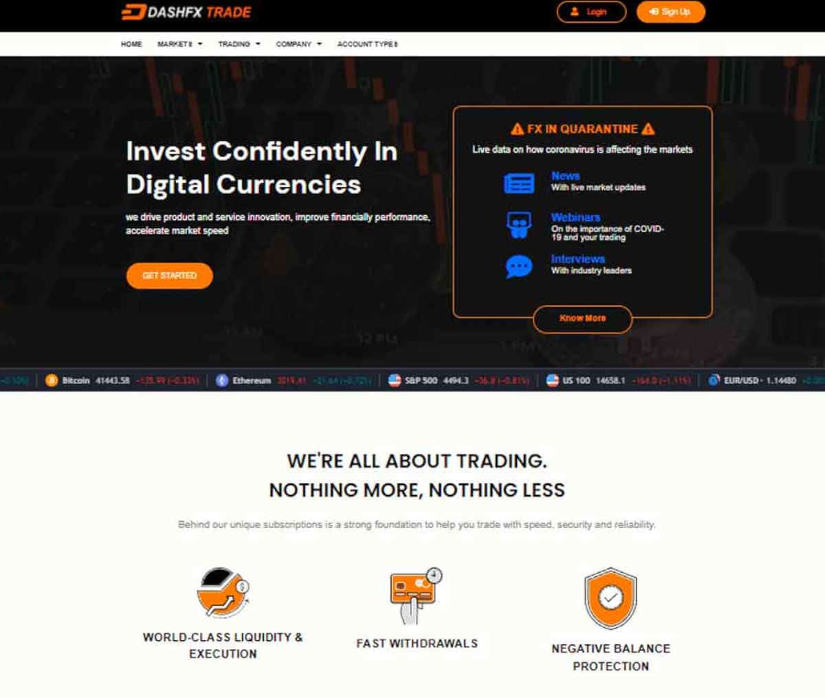 Página web de DashFX Trade