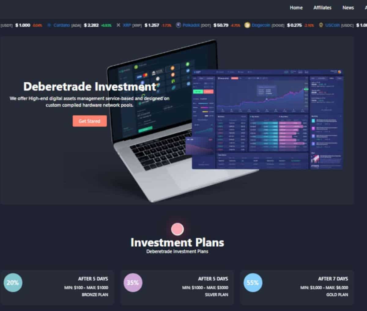 Página web de Deberetrade Investment