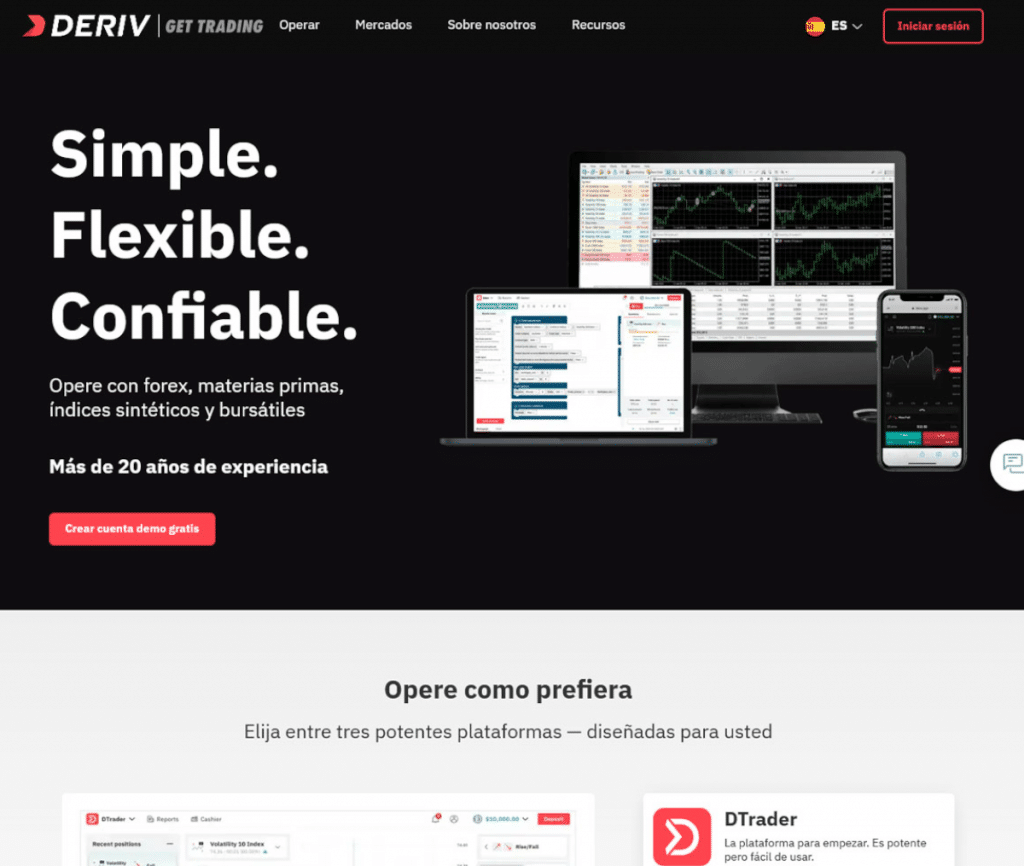 Sitio web de Deriv