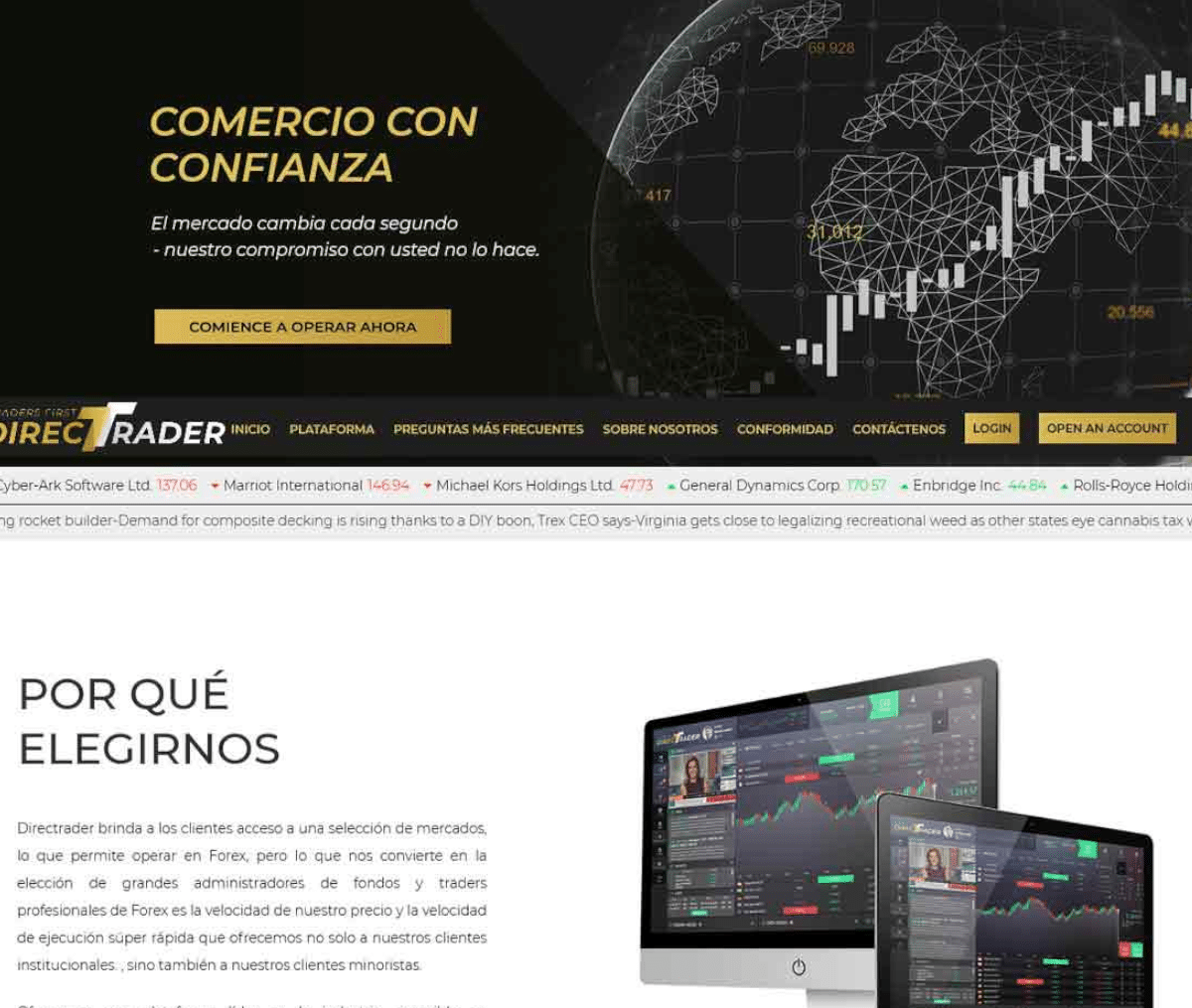 Página web de Directrader