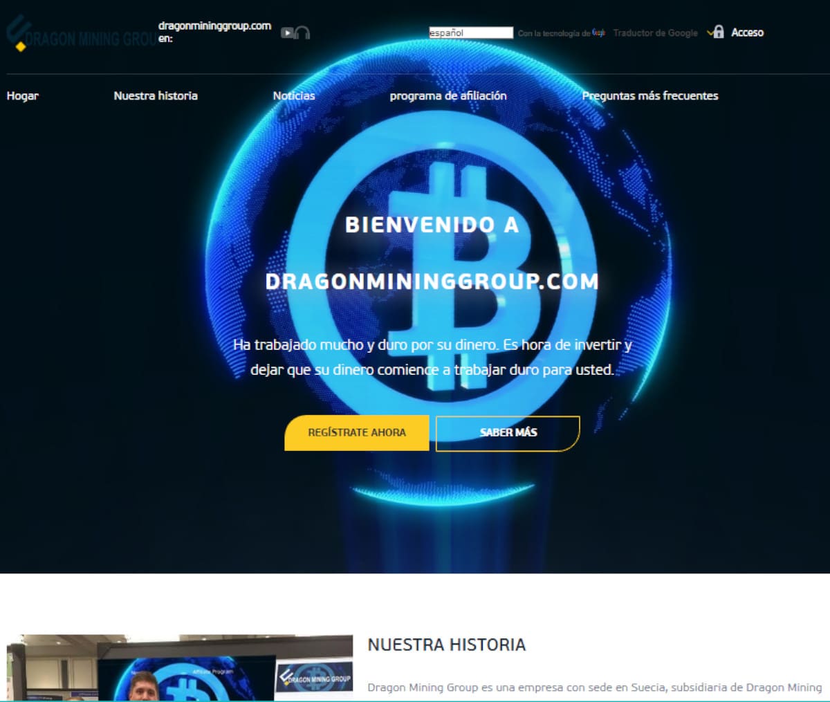 Página web de Dragon Mining Group