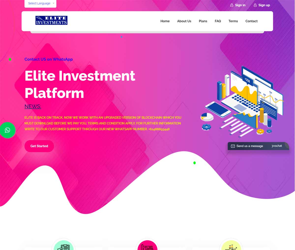 Página web de Elite Investments