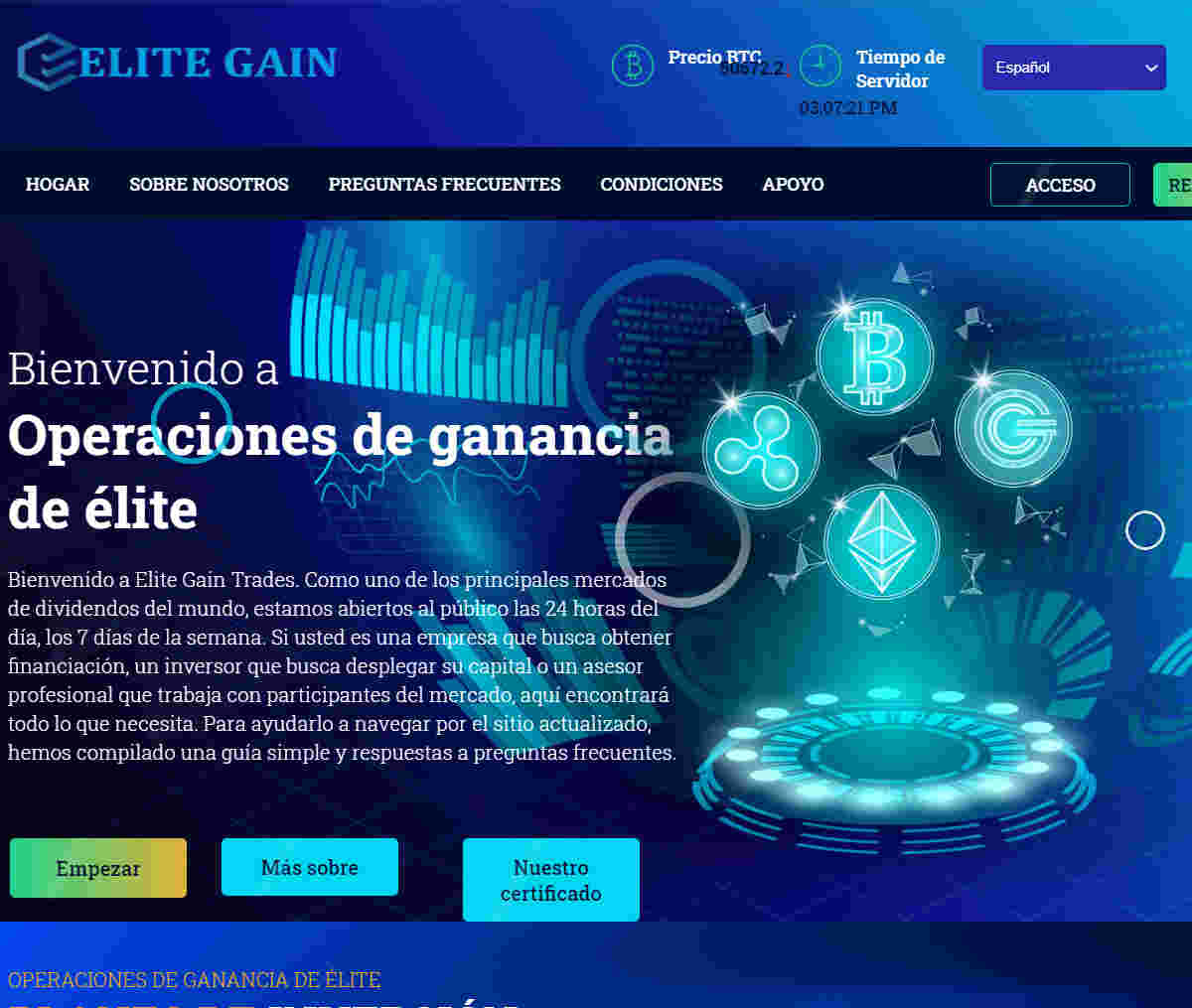 Página web de Elite Gain Trades