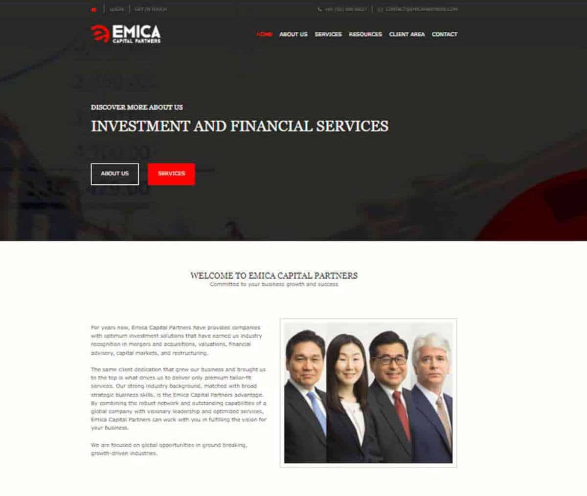 Página web de Emica Capital Partners