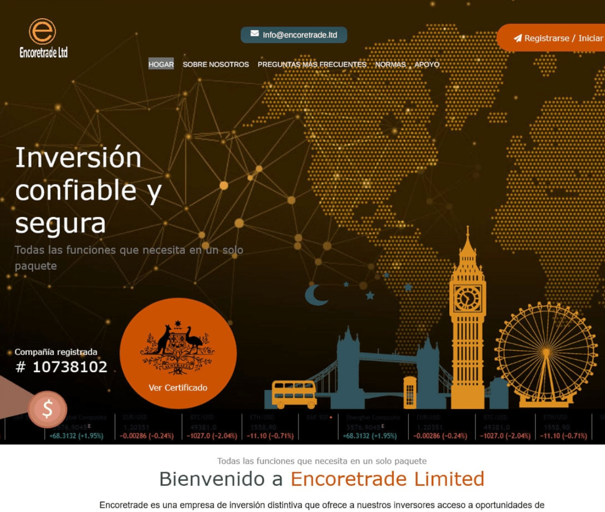 Página web de Encore Trade Limited