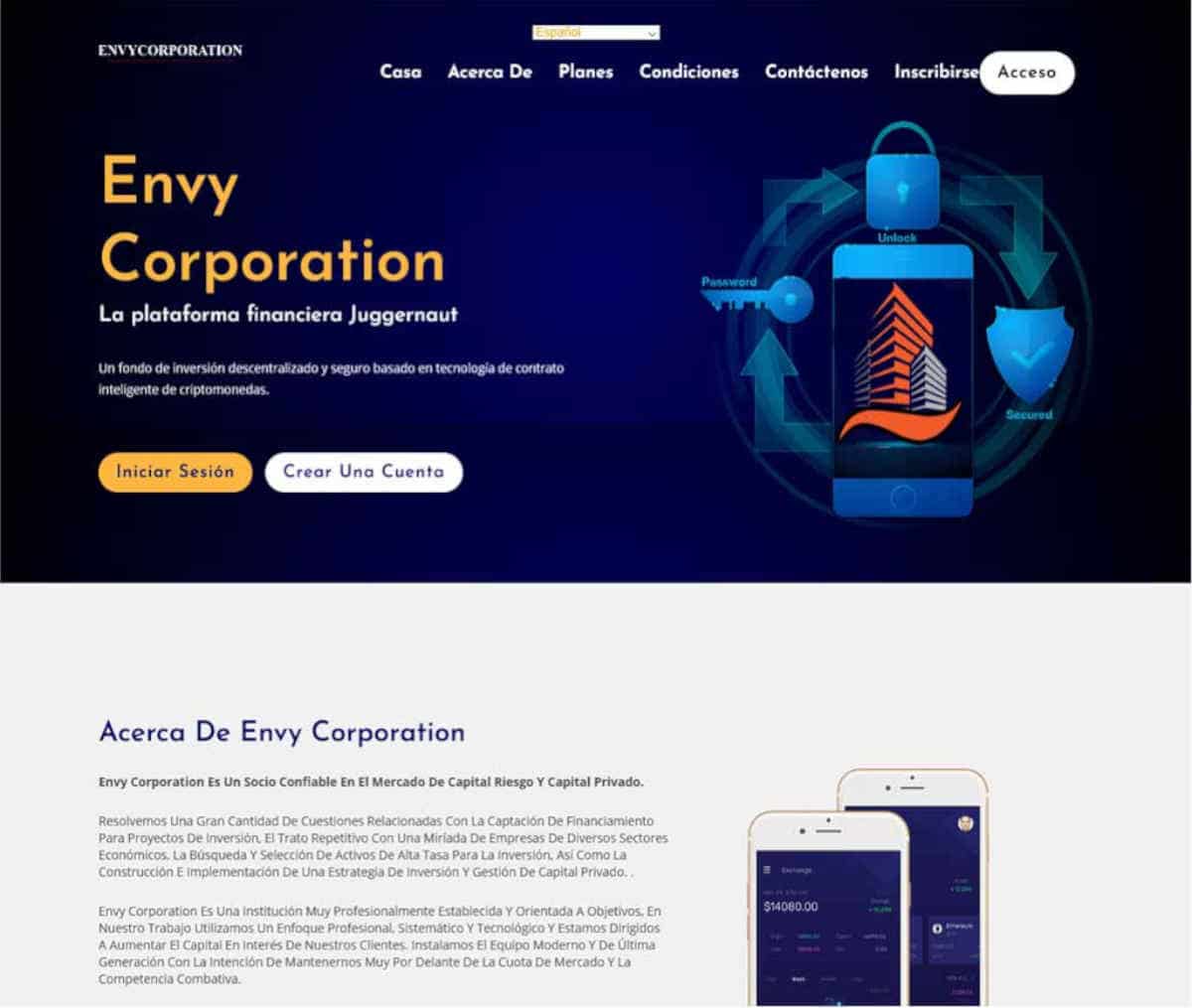 Página web de Envy Corporation