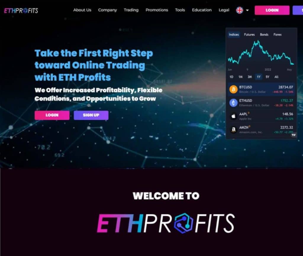 Sitio web de ETH Profits