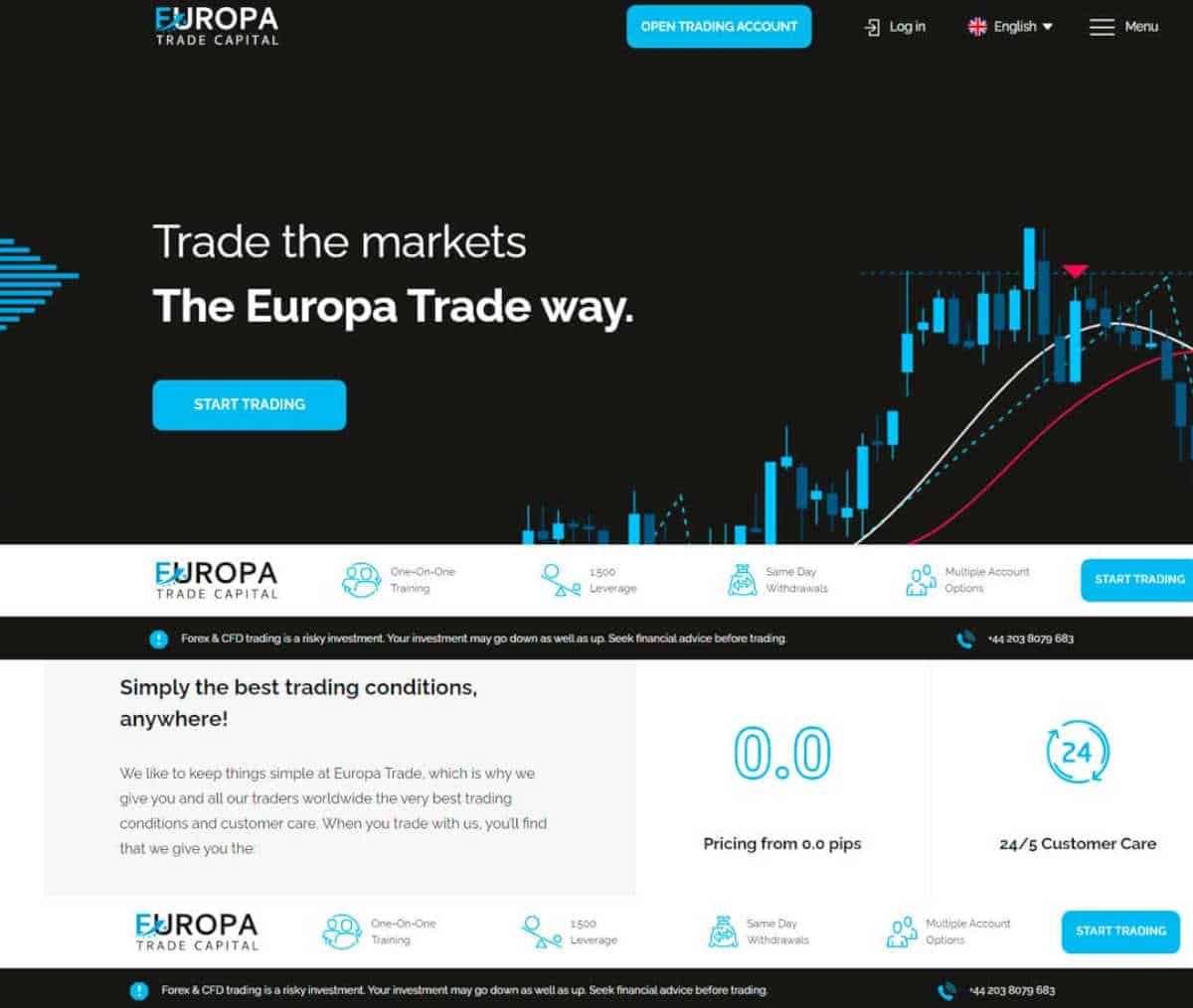 Página web de Europa Trade Capital