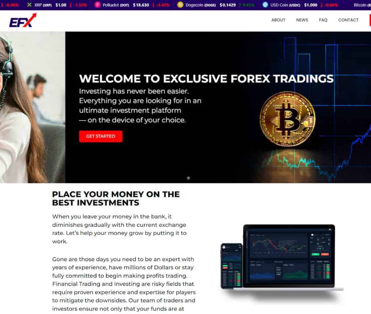 Página web de Exclusive Forex Trading