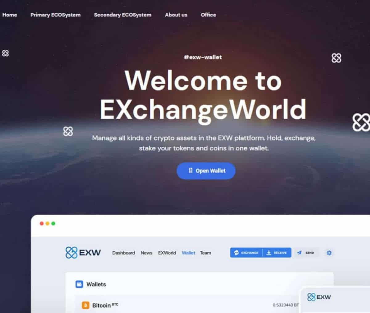 Página web de EXM Wallet