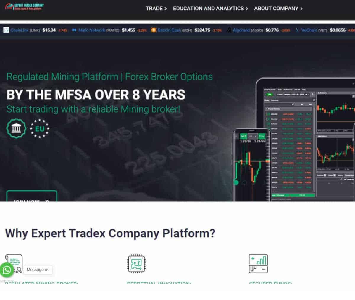 Página web de Expert Tradex Company