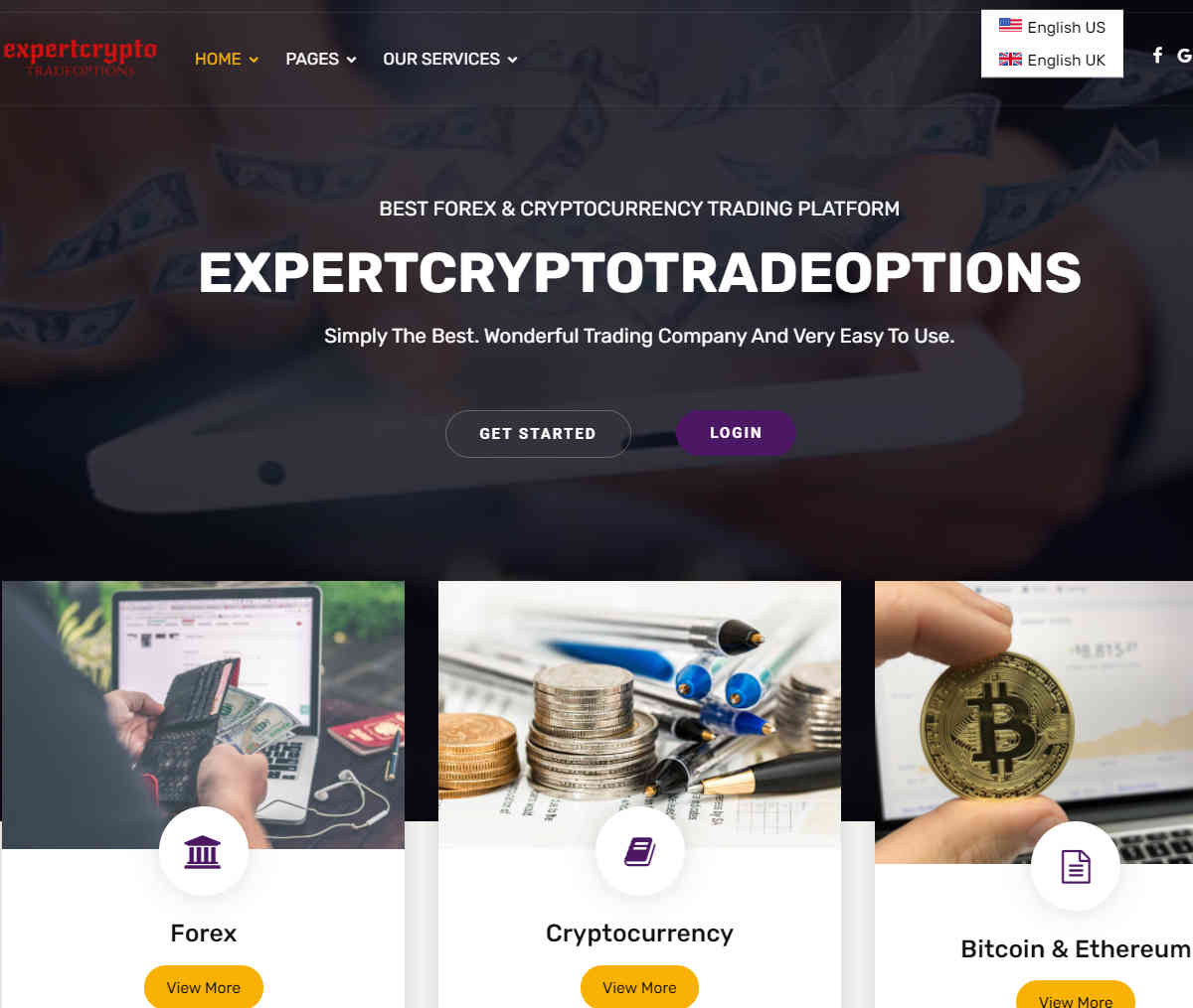 Página web de Expertcryptotradeoptions