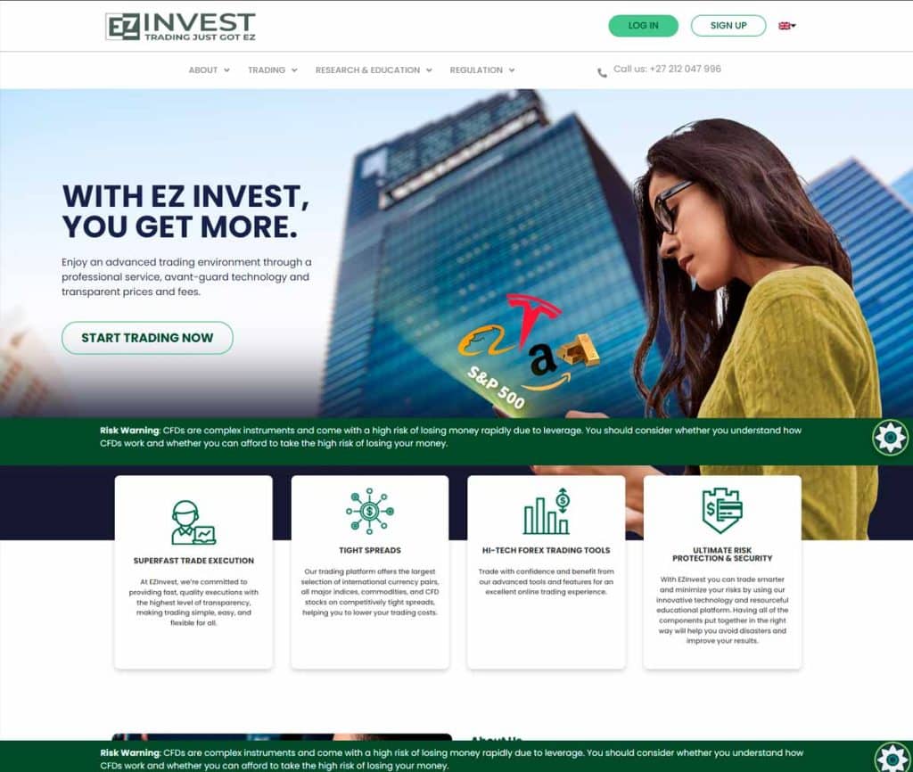 Sitio web de EZinvest