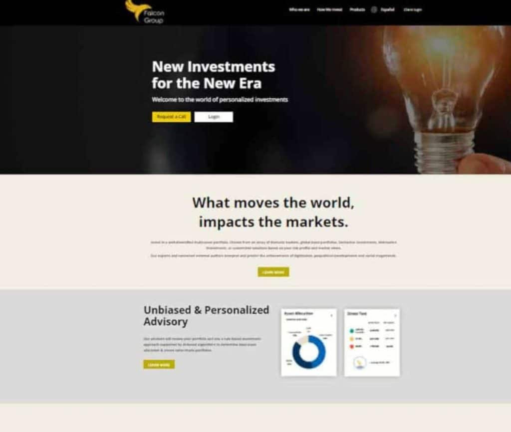 Sitio web de Falcon Group