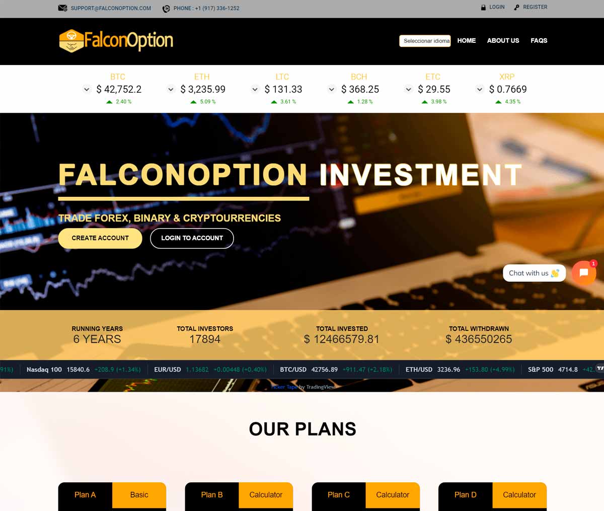 Página web de FalconOption