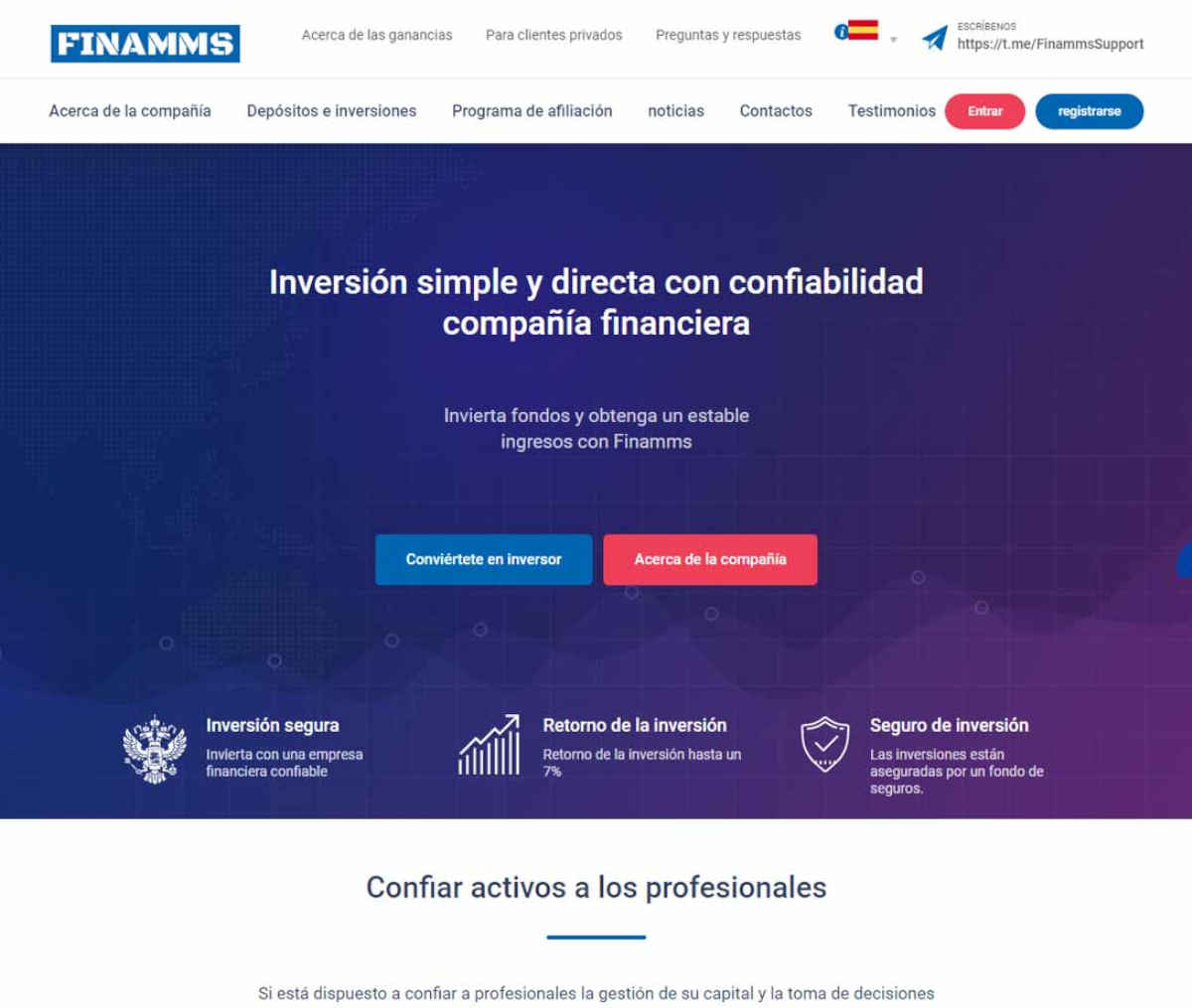 Página web de Finamms