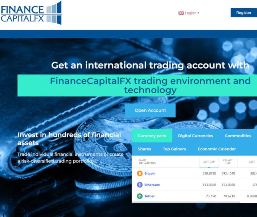 Sitio web de FinanceCapitalFX