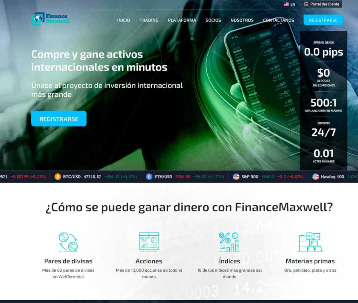 Página web de FinanceMaxwell