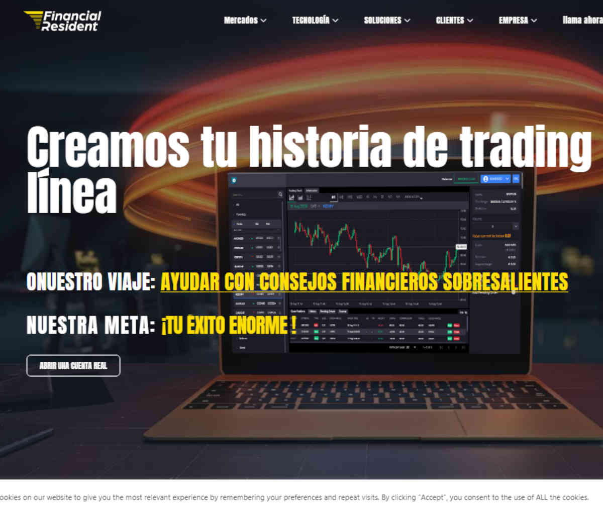 Página web de Financial Resident