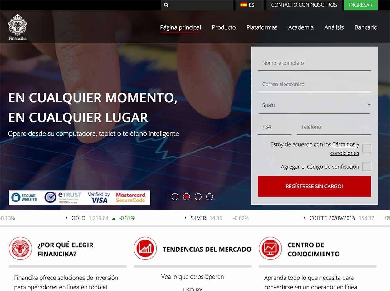 Página web de Financikatrade