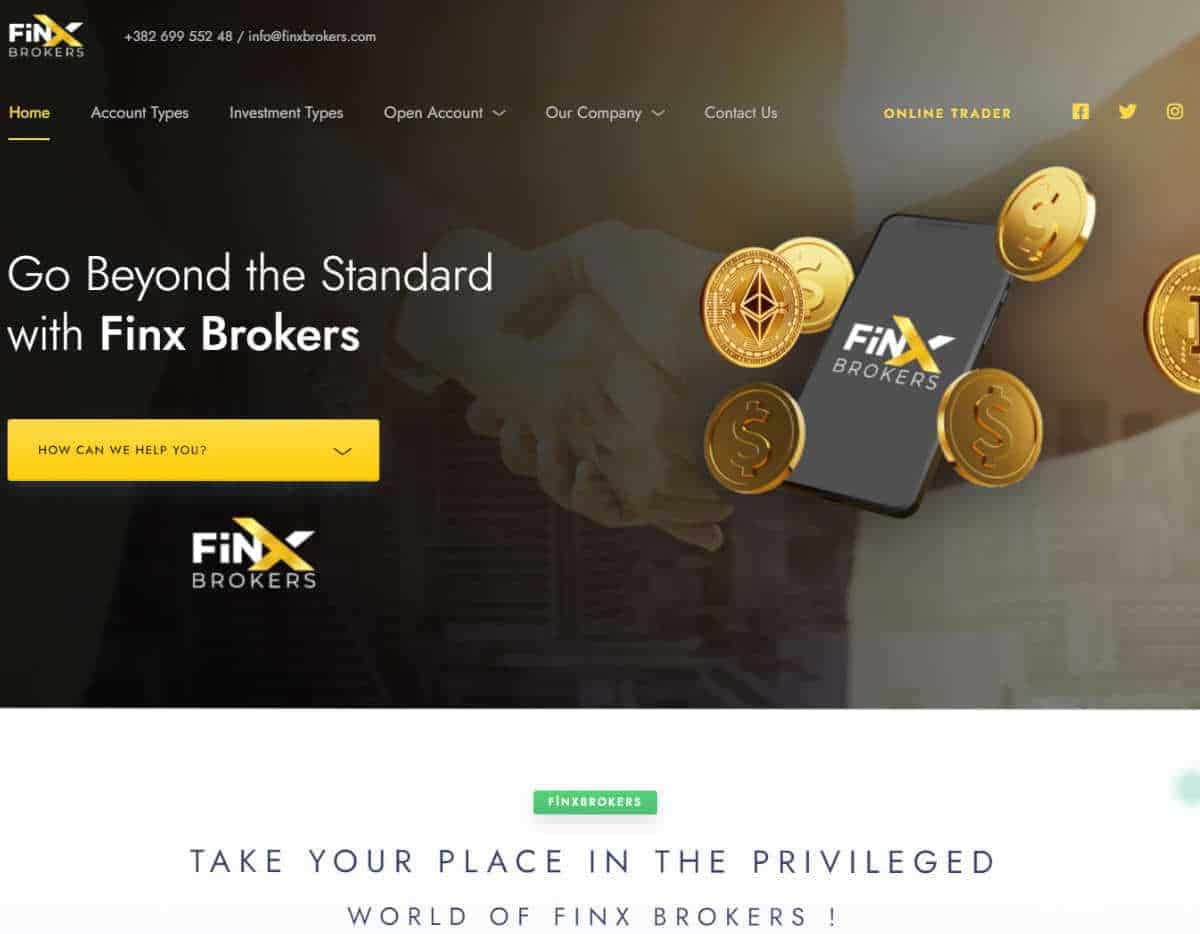 Página web de FinxBrokers