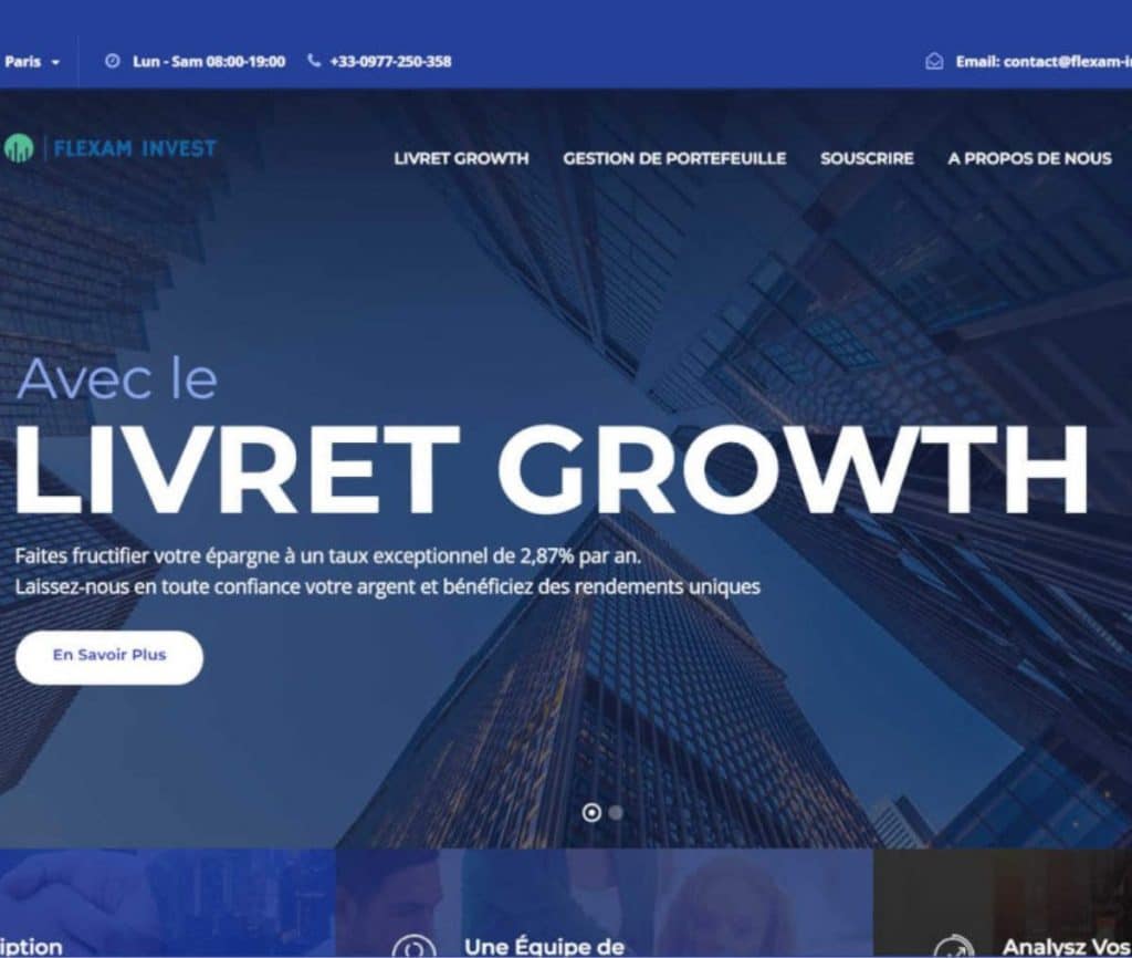 Sitio web de Flexam Invest