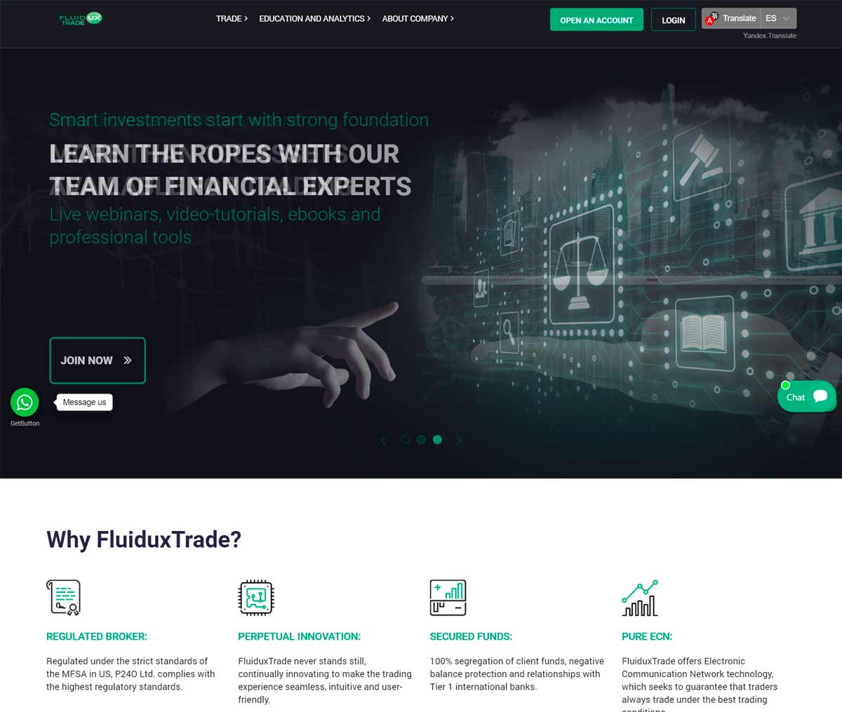 Página web de FluiduxTrade