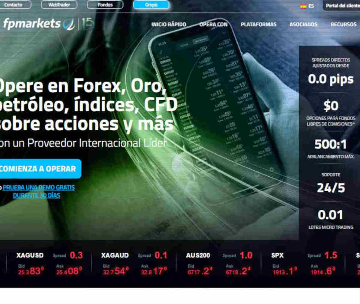 Página web de FP Markets