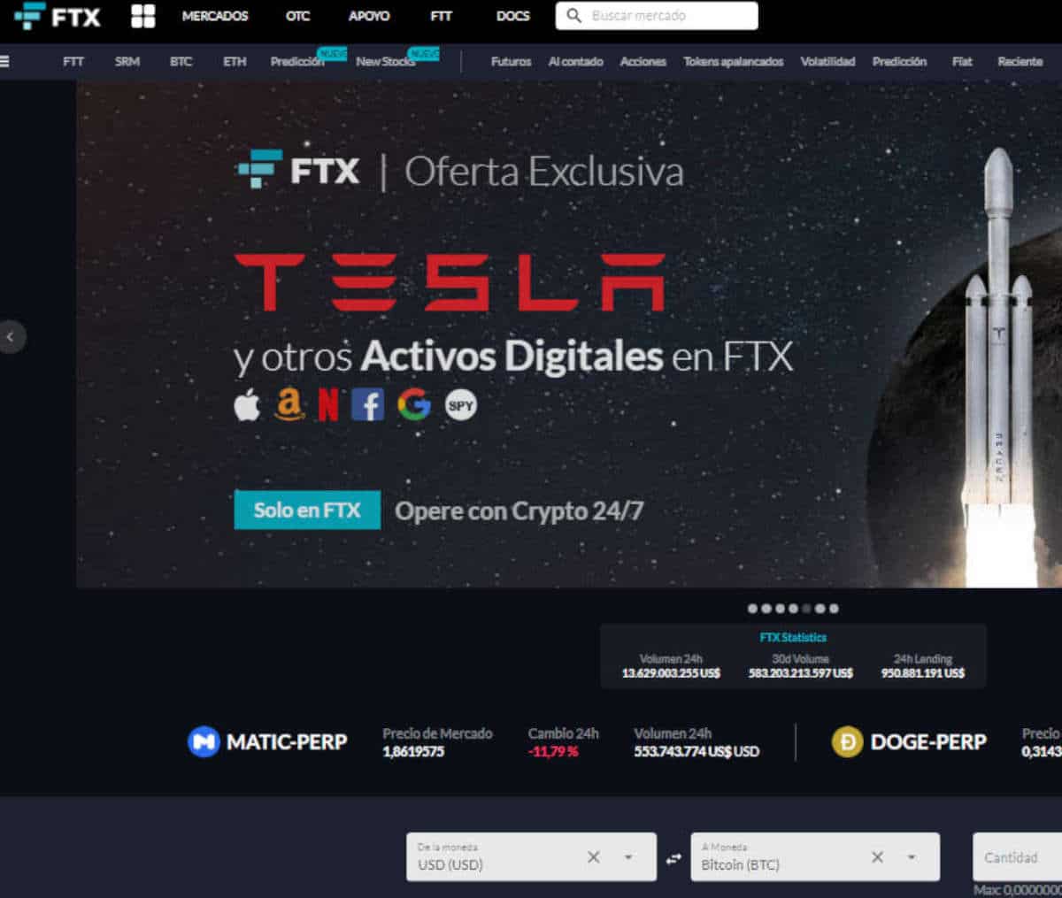 Página web de FTX