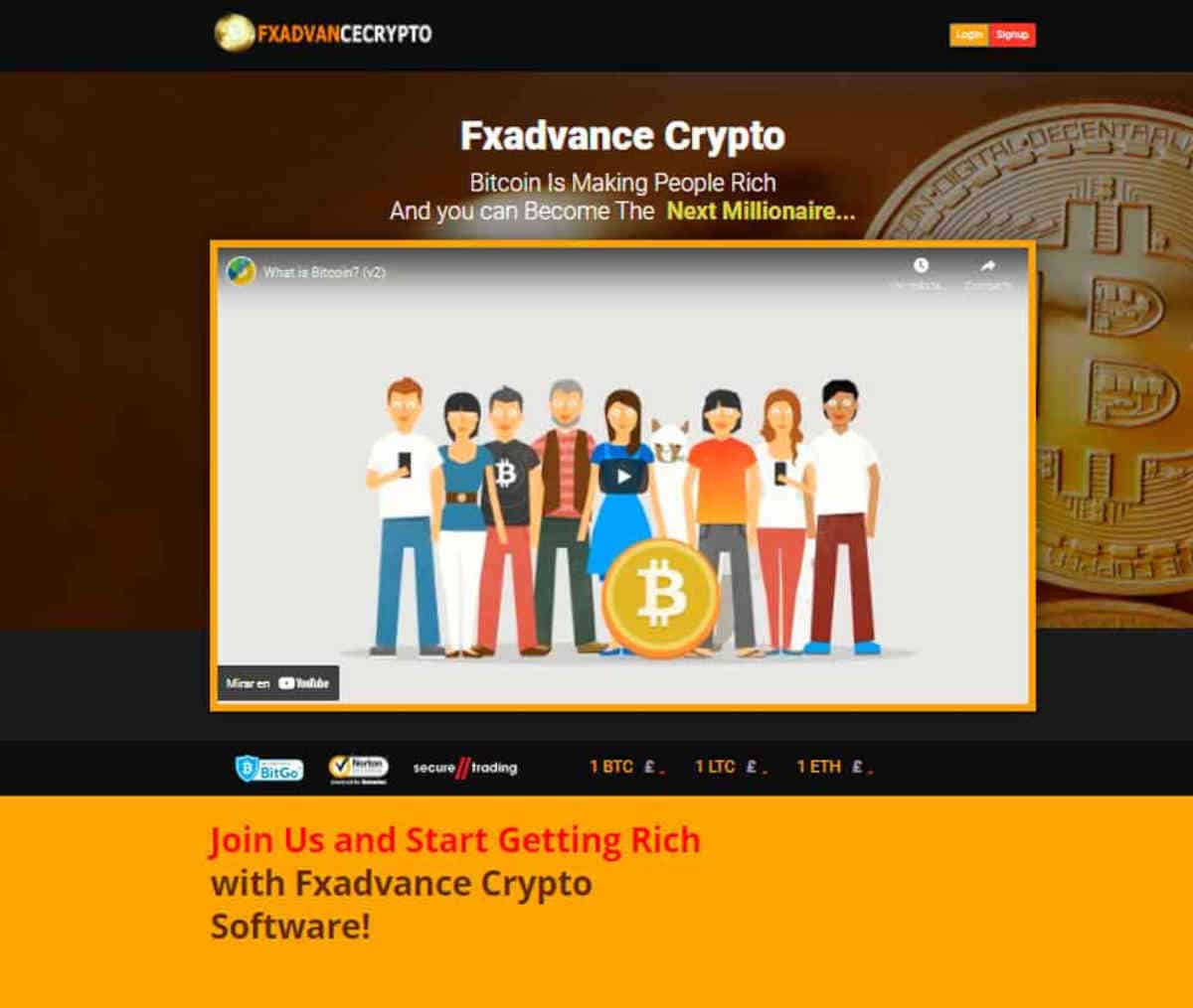 Página web de Fxadvance Crypto