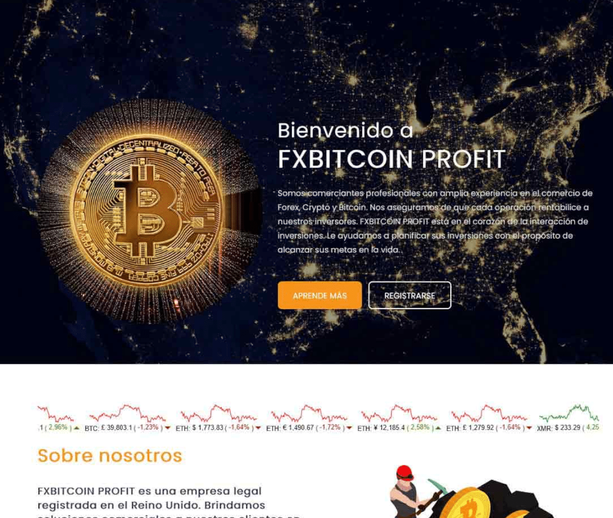 Página web de FxBitcoin Profit